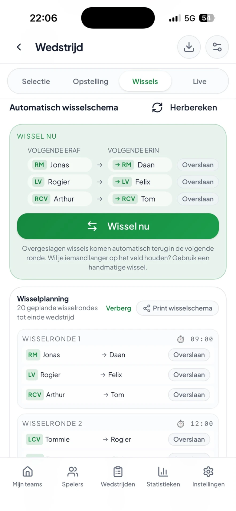 Automatisch wisselschema